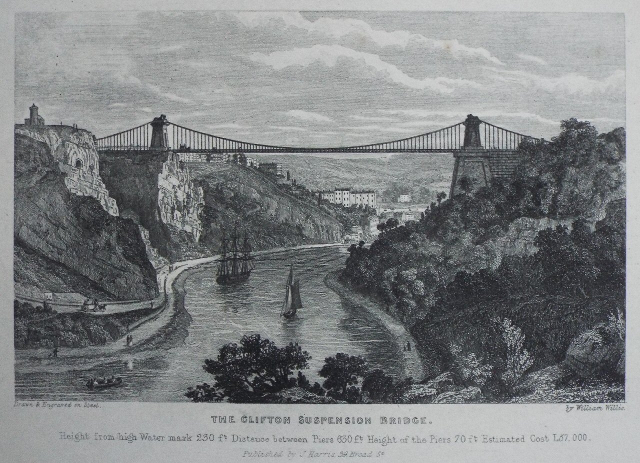Print - The Clifton Suspension Bridge. - Willis